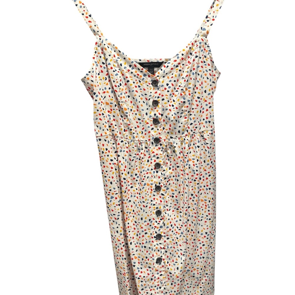 Banana Republic White Multicolor Button-Down Mini Dress